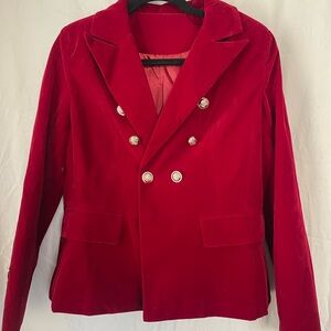 Red Double-Breasted velvet Women's Jacket